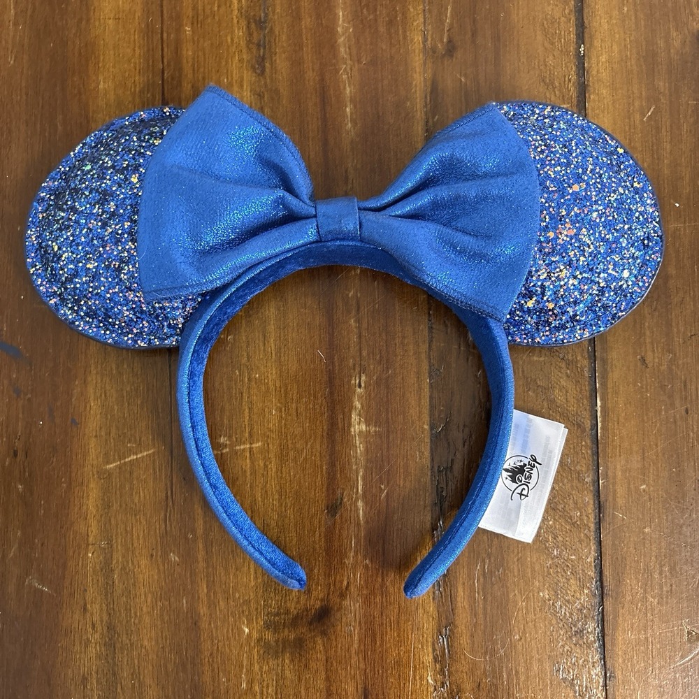 Disney Parks Wishes Come True Blue Mouse Ears Headband Make A Wish Shimmer
